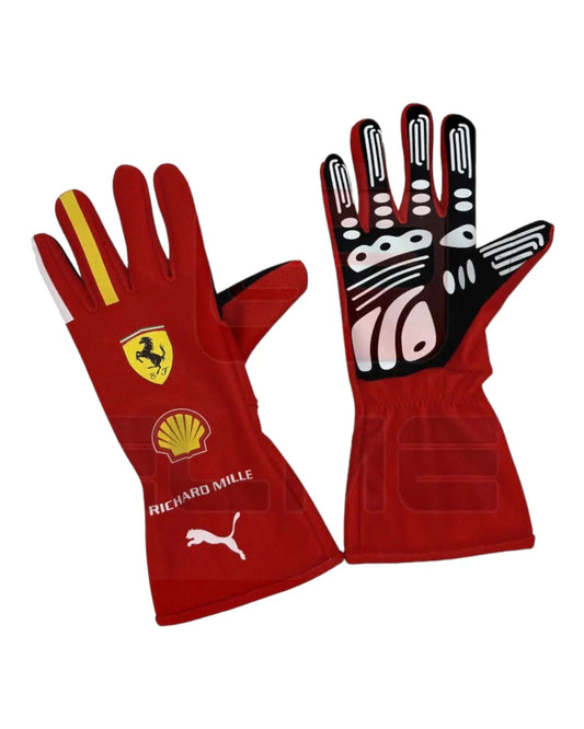 Charles Leclerc Gloves 2024 Ferrari F1 Racing Gloves - Demasko Sports