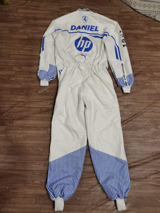 2025 F1 Miami GP Scuderia Ferrari Racing Suit White & Blue-DEMASKO SPORTS