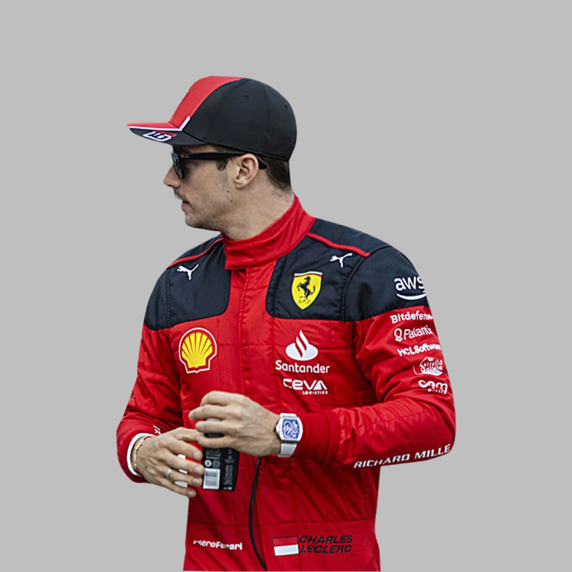 2023 Charles Leclerc Ferrari F1 Racing Suit - DEMASKOSPORTS