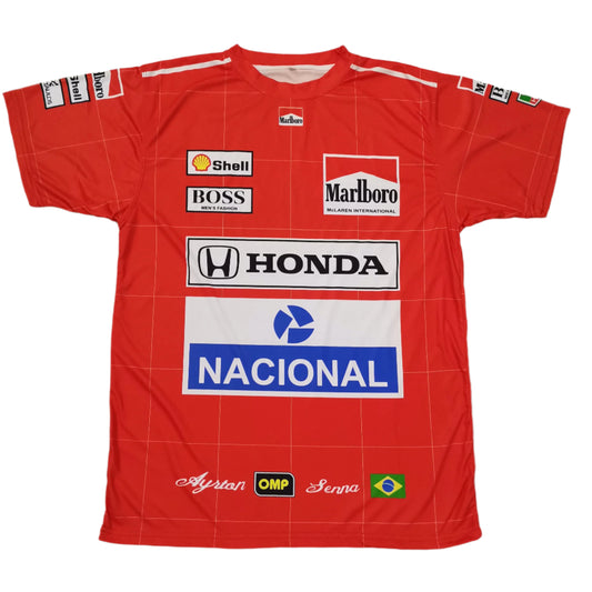 Ayrton Senna Marlboro McLaren Honda F1 T- Shirt demaskosports