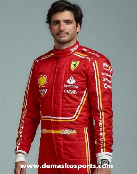 Carlos Sainz 2024 New Ferrari Race Suit - DemaskoSports demaskosports