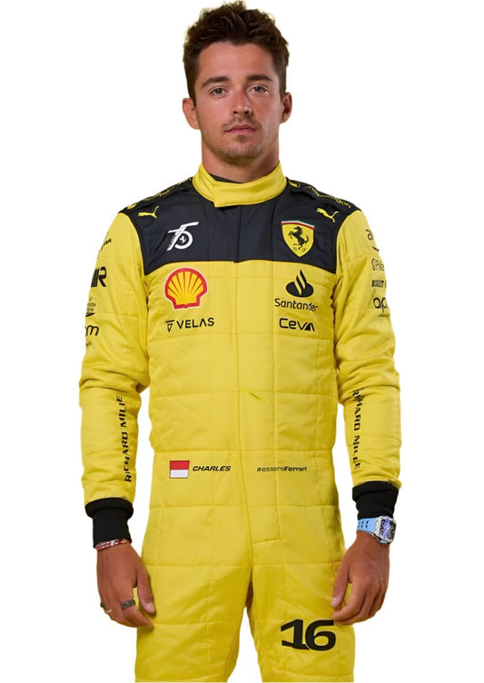 F1 Charles Leclerc Yellow 2022 Model Printed Suit demaskosports