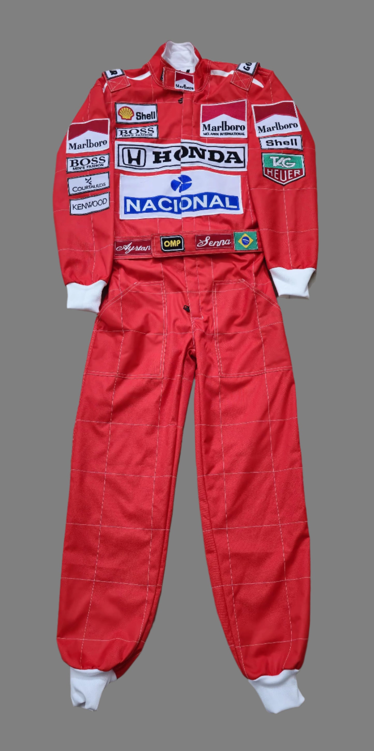 F1 Ayrton Senna 1991 Embroidered Patches Go Kart Race Suit-Demasko Sports