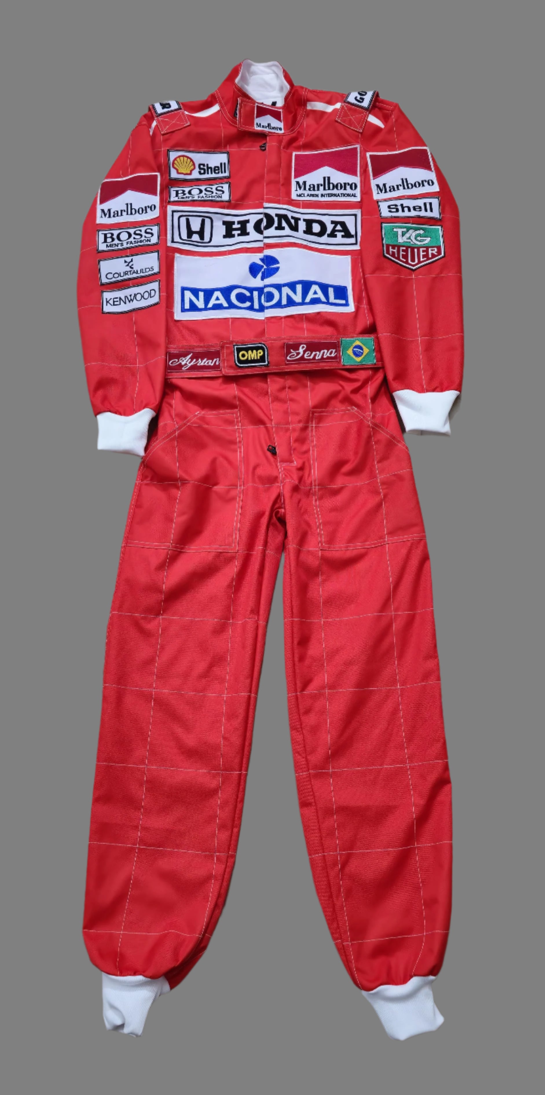 F1 Ayrton Senna 1991 Embroidered Patches Go Kart Race Suit-Demasko Sports