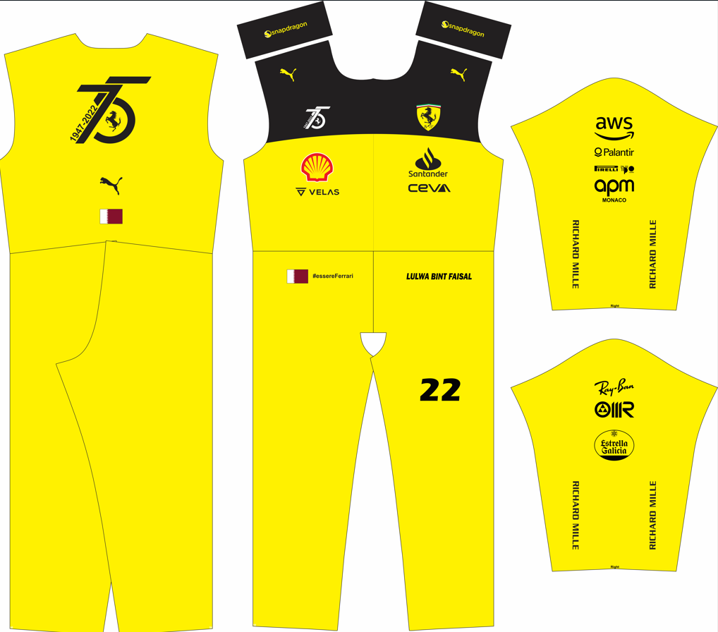 Carlos Sainz Yellow 2022 F1 Custom Race Suit