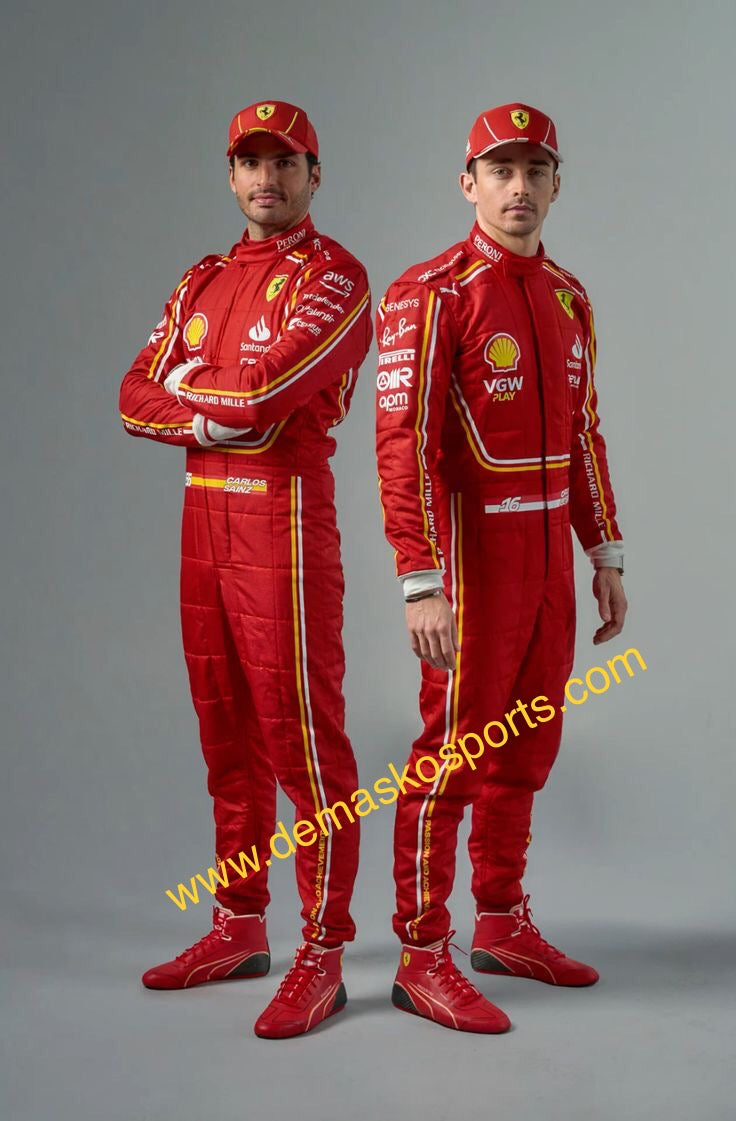 Carlos Sainz 2024 New Ferrari Race Suit - DemaskoSports demaskosports