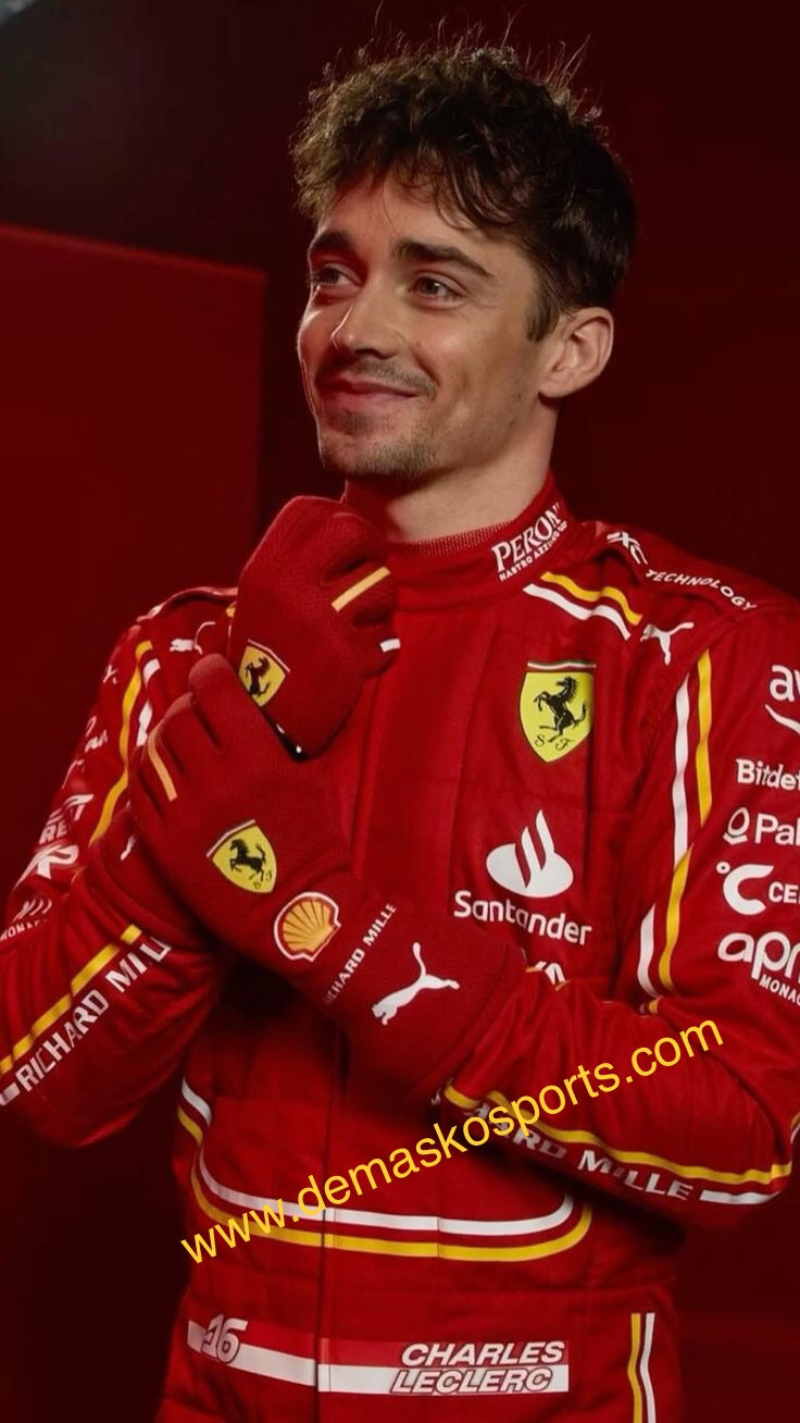 Ferrari Racing Gloves-2024 Charles Leclerc Official Gloves – Demasko Sports