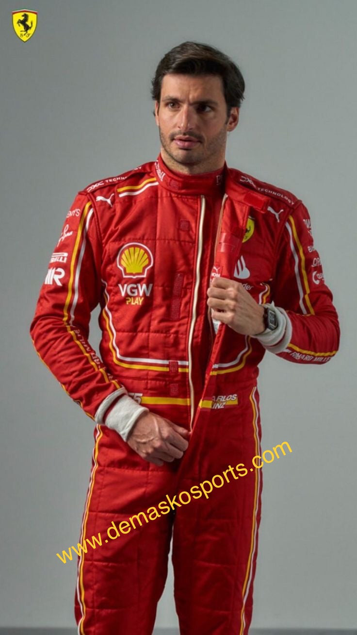 Carlos Sainz 2024 New Ferrari Race Suit - DemaskoSports demaskosports