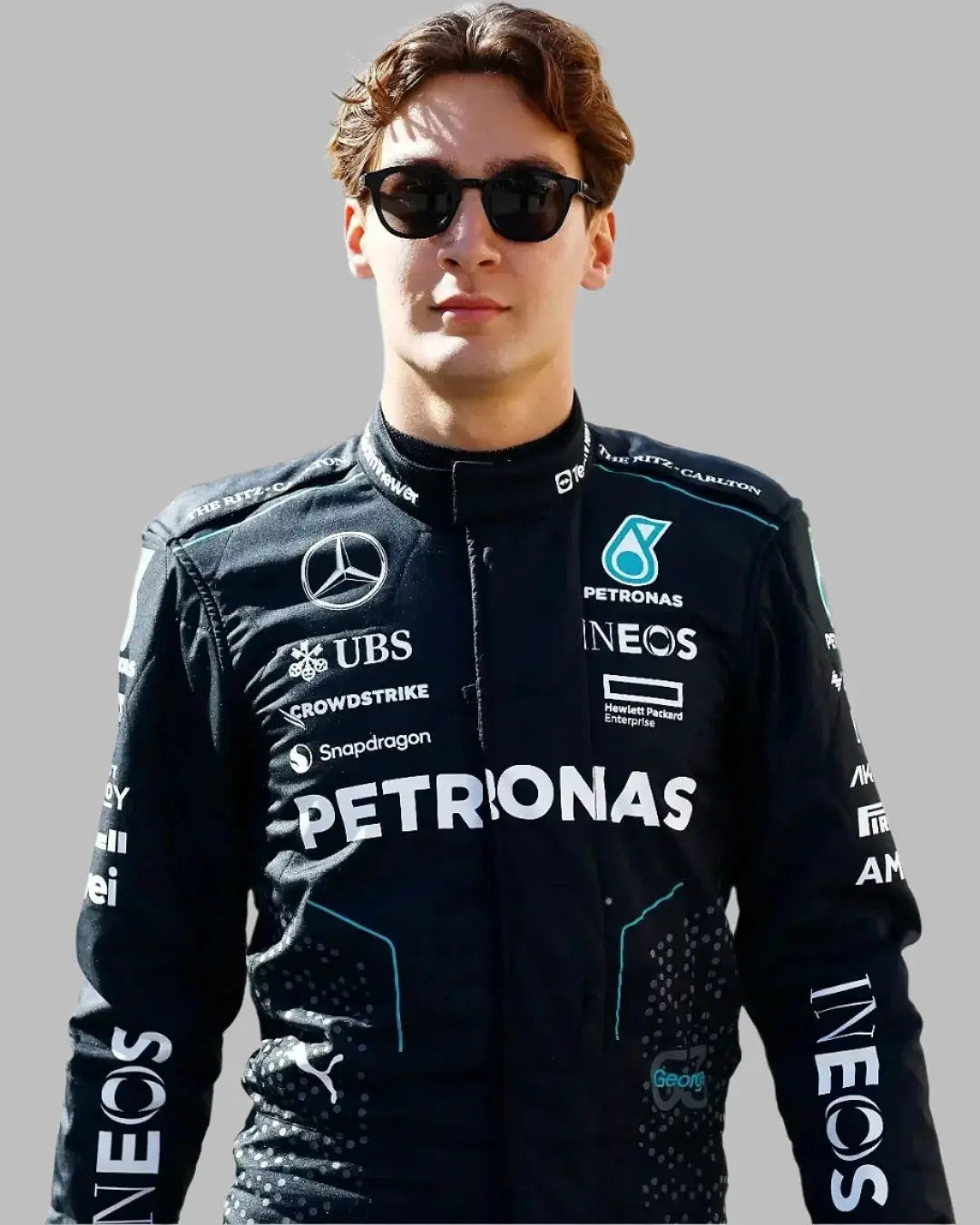 2024 George Russell Mercedes AMG Petronas F1 Team Replica Race Suit-DemaskoSports - Demasko Sports