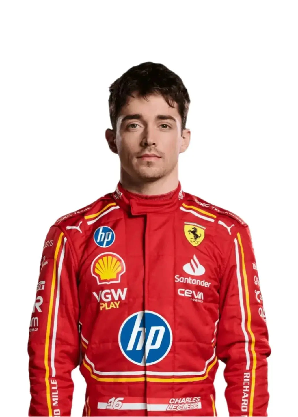 New Charles Leclerc 2024 Monaco GP Scuderia Ferrari HP F1 Team Replica Racing Suit - Demasko Sports