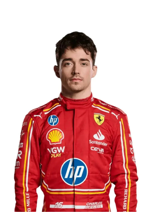 New Charles Leclerc 2024 Monaco GP Scuderia Ferrari HP F1 Team Replica Racing Suit - Demasko Sports