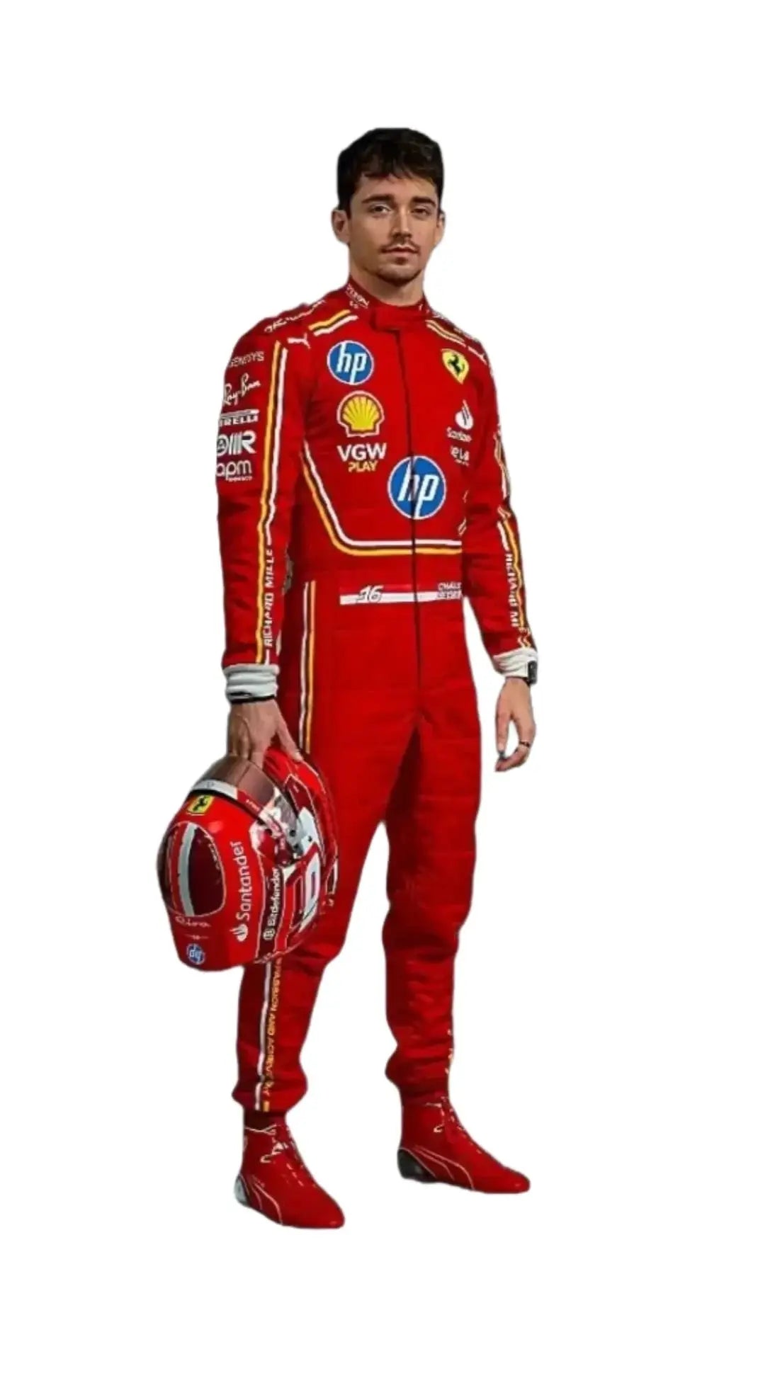 New Charles Leclerc 2024 Monaco GP Scuderia Ferrari HP F1 Team Replica Racing Suit - Demasko Sports