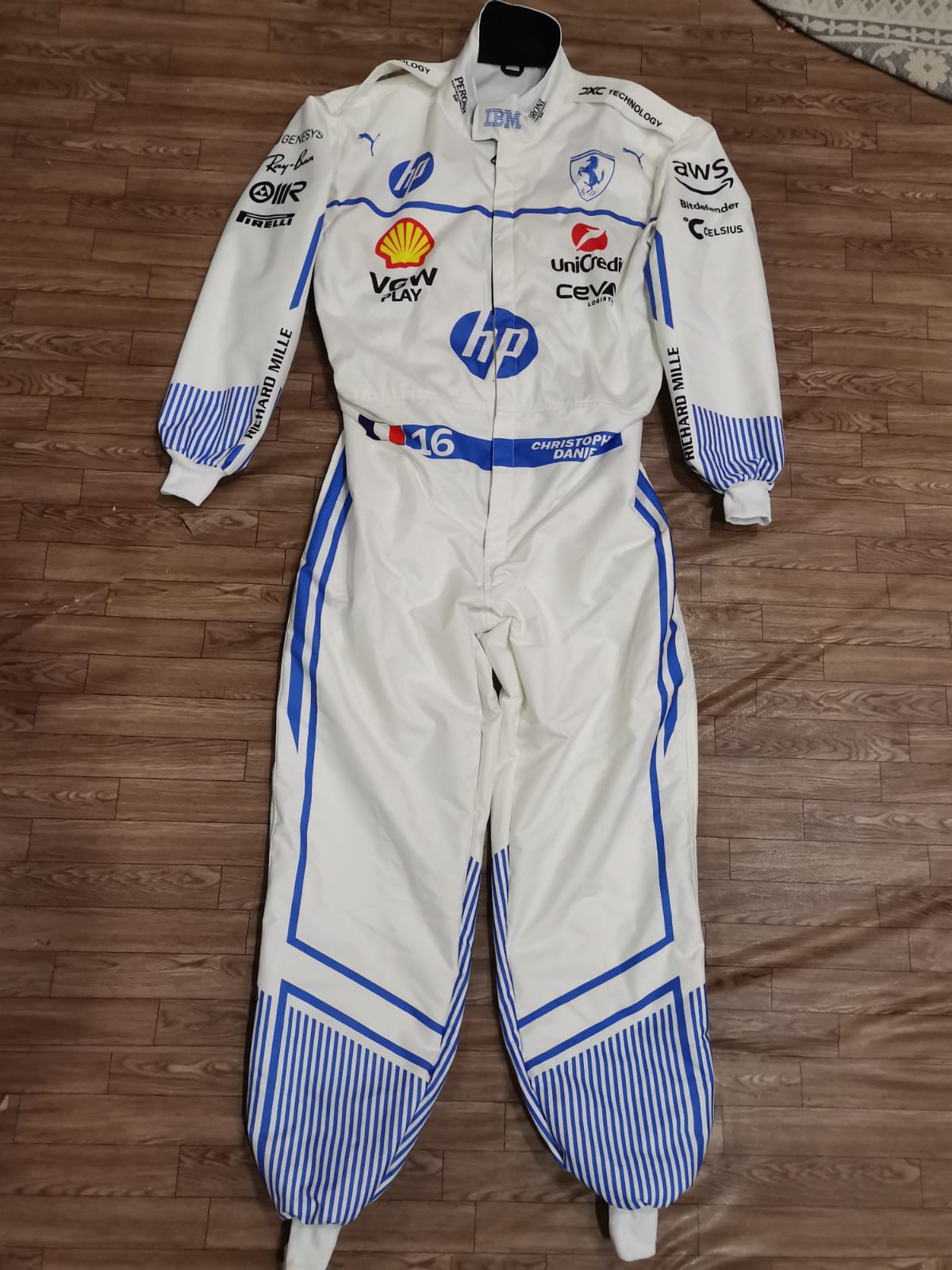 2025 F1 Miami GP Scuderia Ferrari Racing Suit White & Blue – Demasko Sports